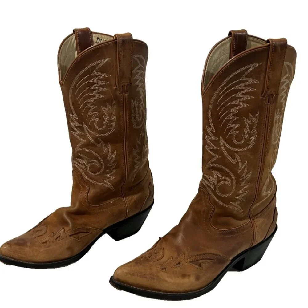DURANGO Tan Leather Cowboy Western Boots Mid-Calf Women's Size 7.5 M RD5302 - Picture 3 of 9